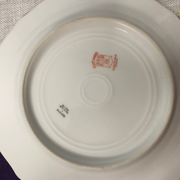 . Vintage Elite Works Floral Plates - Set of 4 - Made in Limoges France - Picture 7 of 8